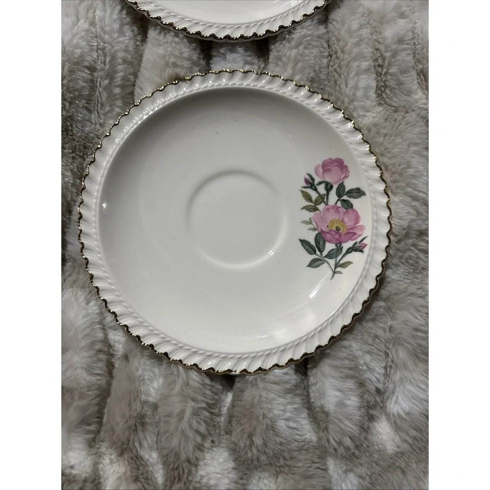 Harker Pottery Co. Wild Rose 22KT. Gold trim Saucer 6 1/4